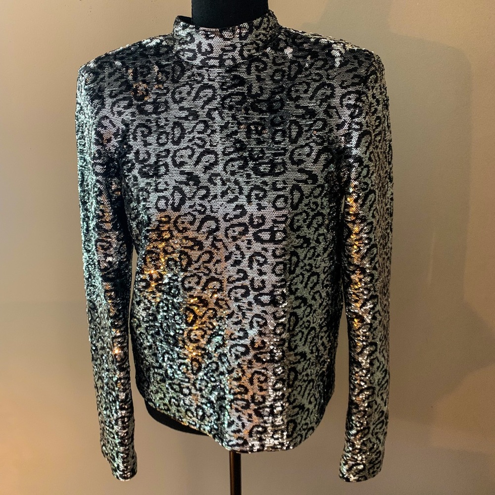 RtA Freddie leopard sequin top